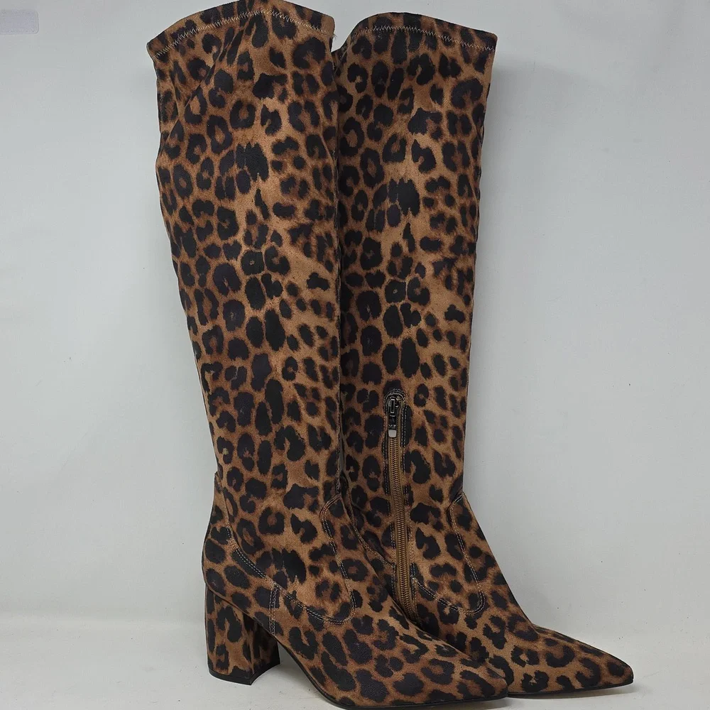 Marc Fisher Leopard Print Knee-High Boots Size 7.5